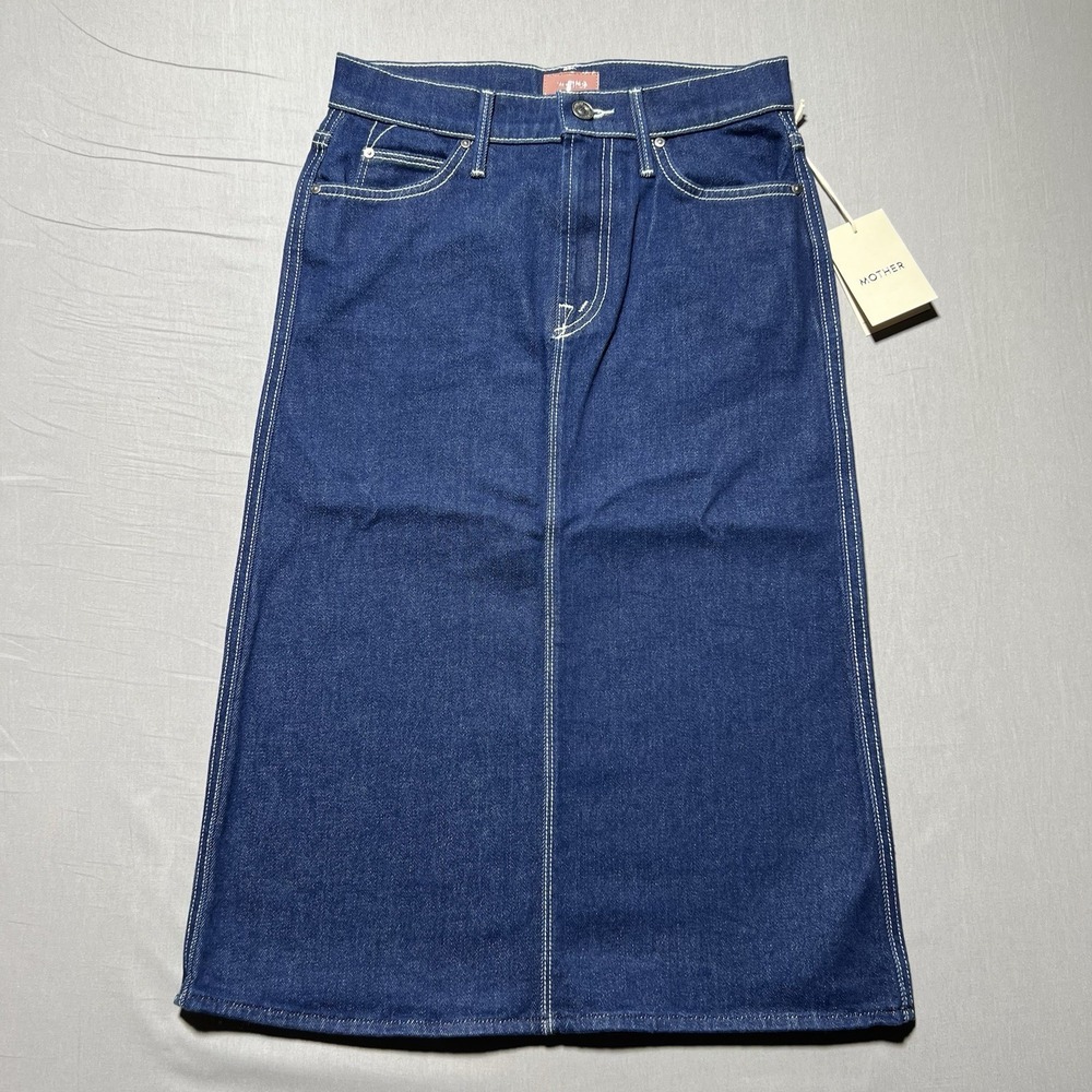 NWT‎ MOTHER THE COUNTRY SWOONER STRAIGHT A SKIRT 25 WASH Ooh La La Blue